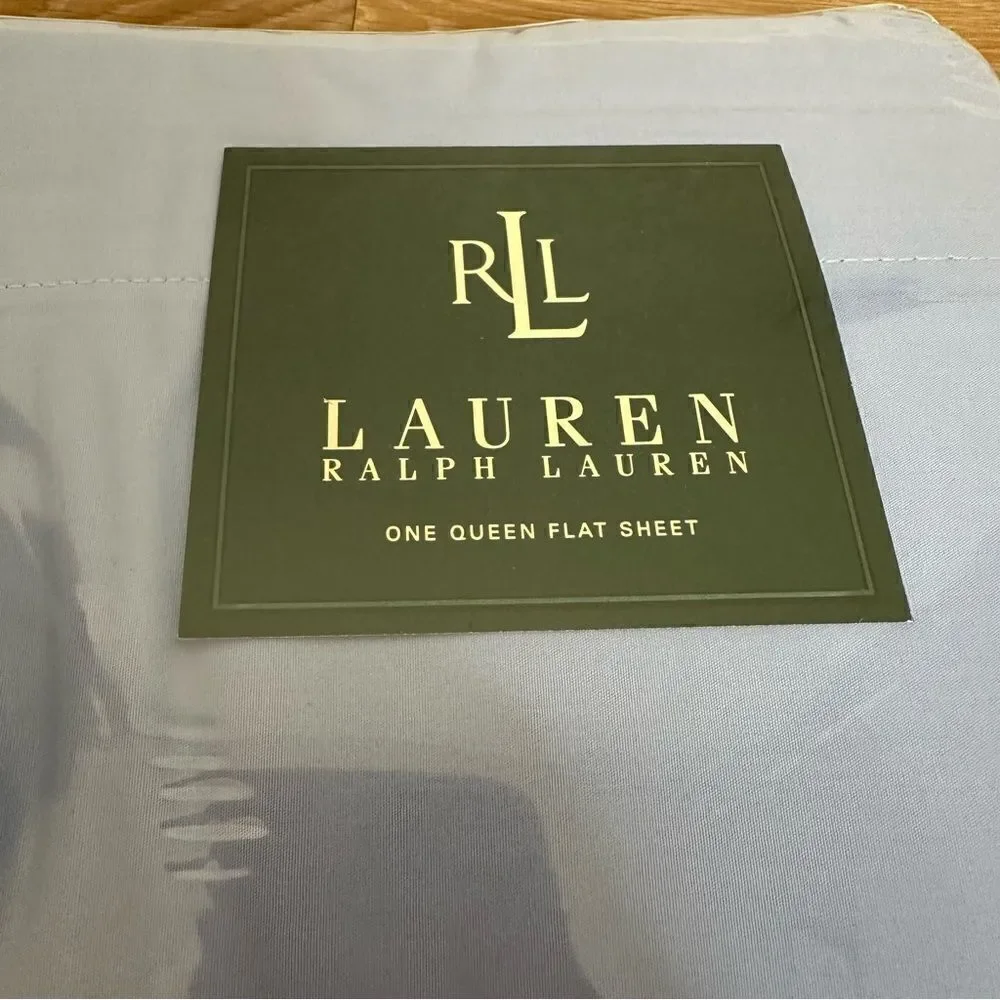 NWT Lauren Ralph Lauren Blue 100% Cotton 250 Thread Count Flat Sheet